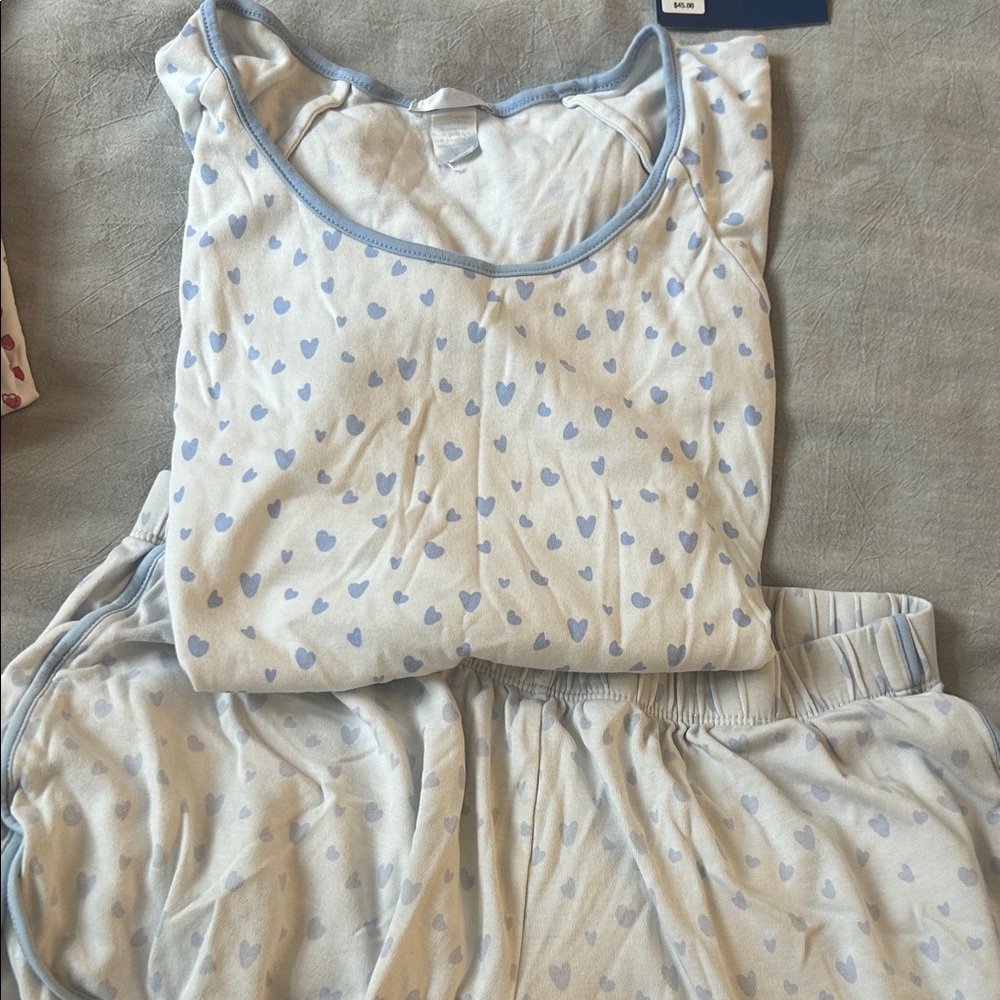 Lake Pajamas Light Blue Heart Pajamas - Picture 2 of 4